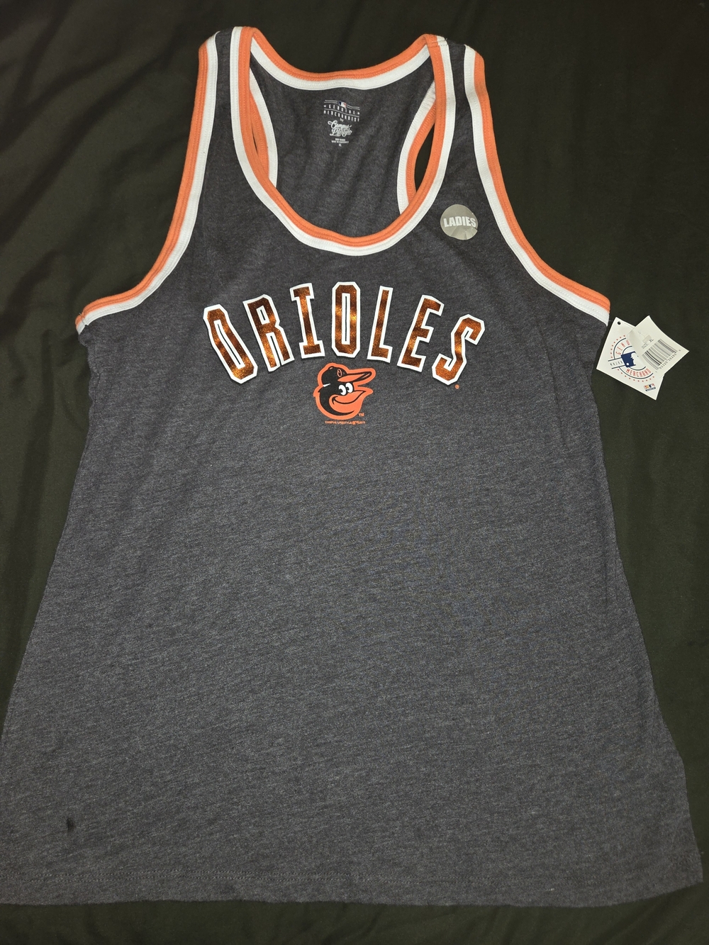 Baltimore ORIOLES Shirt Tank Top Gray Woman’s Size XL New With Tags